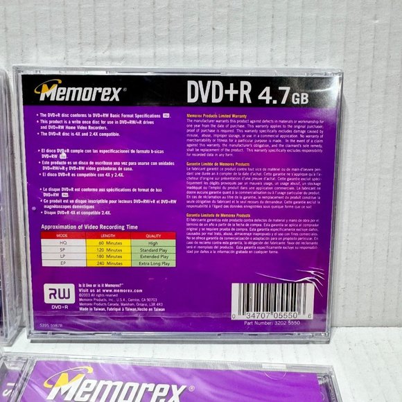 (4-Pack) Memorex DVD+R 4.7GB 120 Min Video Discs Bulk Lot - Recordable Media ๐ - Picture 4 of 4